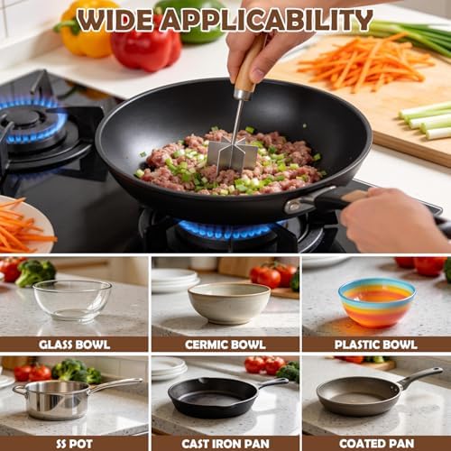 304 Stainless Steel Meat Chopper, 6-Blade Ground Beef Masher & Hamburger - Image 4