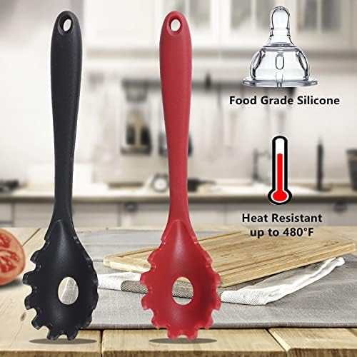 Spaghetti Spoon Pasta Fork, Silicone Pasta Fork, 11.2 inch Spaghetti Strainer - Image 4
