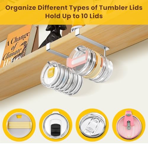 2 Pack Tumbler Lid Organizer, Under Cabinet Cup Lid Holder - Image 4