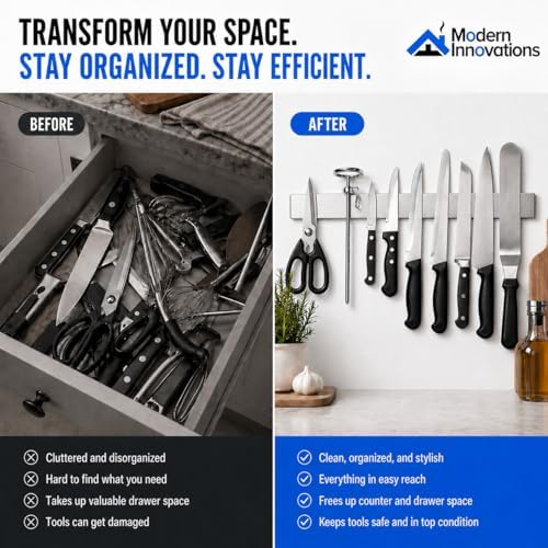Modern Innovations 16 Inch Stainless Steel Magnetic Knife Bar - Image 3