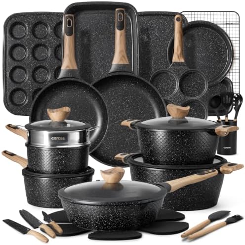 CAROTE 39pcs Nonstick Cookware Sets, Pots and Pans Set by CAROTE