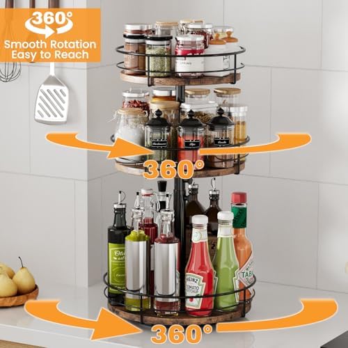 3 Tier Lazy Susan Spice Rack Organizer 360° Rotating - Image 2