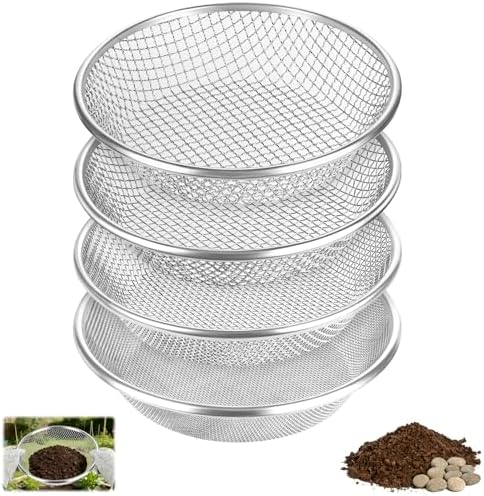 4 PCS Soil Sifter for Gardening, Heavy Duty Rock Dirt Compost Sifter Fits 5 by NONLEY