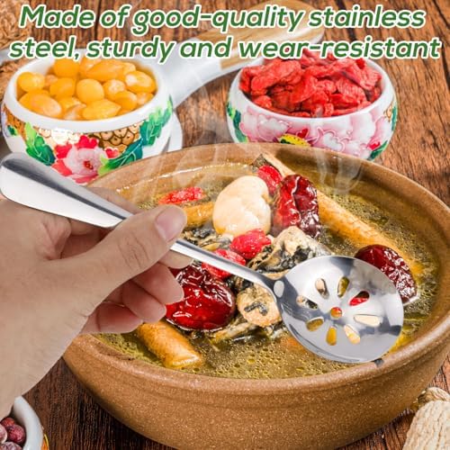 3pcs Slotted Spoons for Soups Dips Cereals, 7.87x1.97in/20x5cm 9-Hole Stainless - Image 5