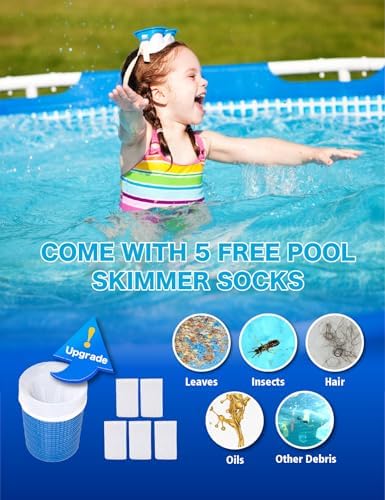 Above Ground Pool Skimmer with 5 Skimmer Socks, Wall Mount Surface Skimmer with - Image 3