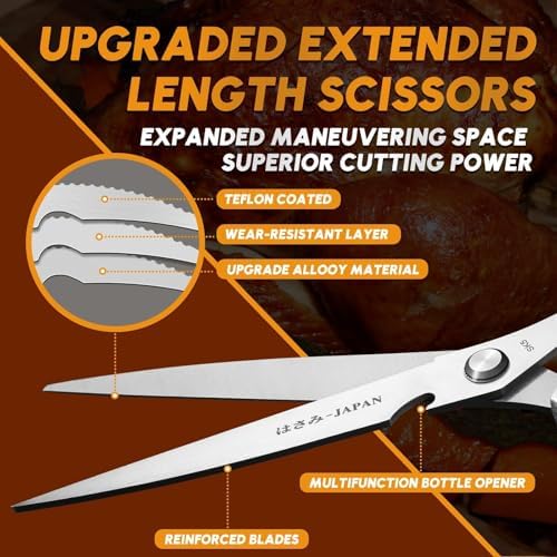 Huusk Heavy Duty Kitchen Shears, 2 Pack Japanese Steel Kitchen Scissors - Image 3