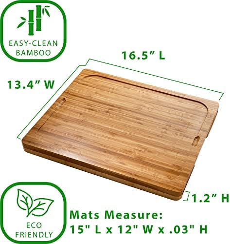 Seville Classics Bamboo Premium Wood Cutting Board Serving Tray w/ 7 - Image 2