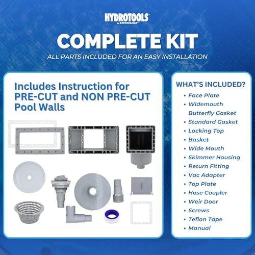 Swimline HYDROTOOLS Grey Standard Wide Mouth Above Ground Pool Skimmer Kit | - Image 6