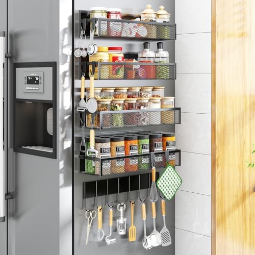Aufworld Magnetic Spice Rack for Refrigerator, 5 Pack Magnetic Shelf, Moveable by Unknown