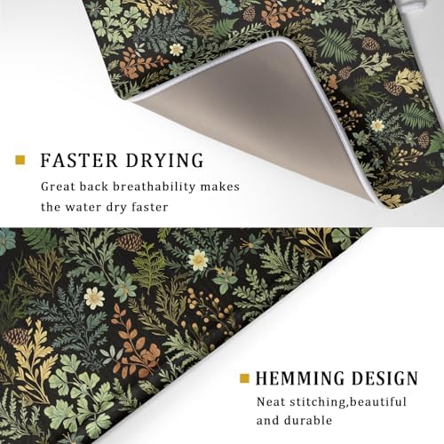 Black Green Botanical Dish Drying Mat - Image 3