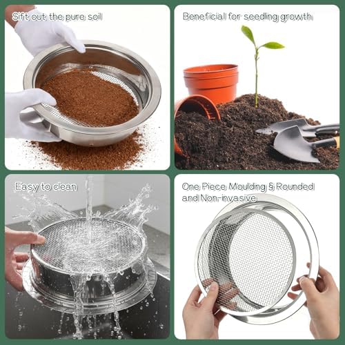 Soil Sieve Set Stainless Steel Garden Soil Sifter, Compost Mesh Sifter - Image 5