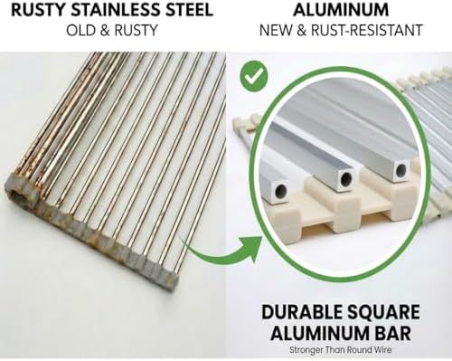 Medium Aluminum Roll Up Dish Drying Rack 17" x 13" - Image 4