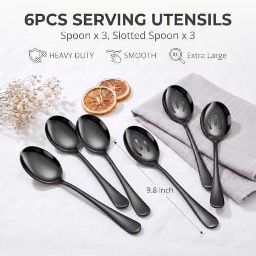 LIANYU 6-Piece Large Serving Spoon Set, Stainless Steel Serving Utensil Set - Image 3