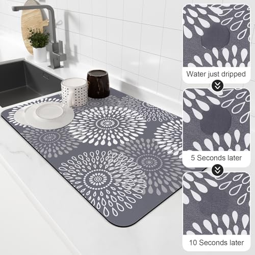 Dish Drying Mat Absorbent Kitchen Counter Mat Rubber Backing Draining Mat - Image 4
