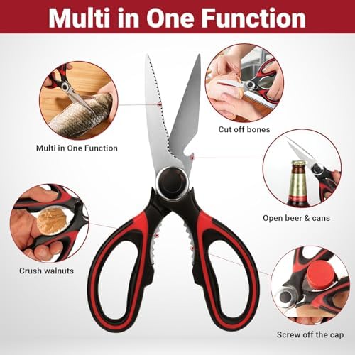 Kitchen Shears Set of 2, Heavy Duty Kitchen Scissors Seafood Scissors, - Image 3