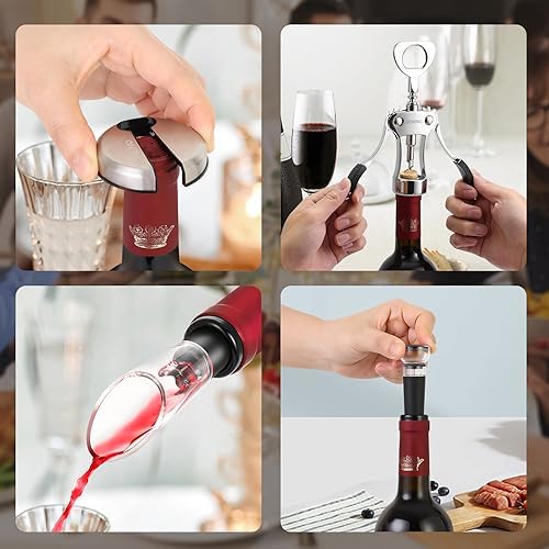 Beneno Corkscrew Wine Bottle Opener Wine Accessories Gift Set, Ingot Silver - Image 4