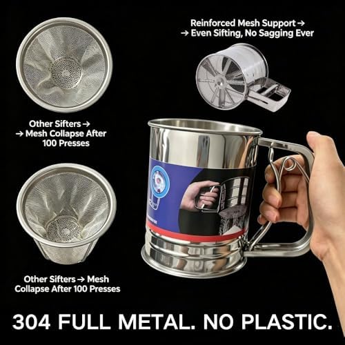Flour Sifter Stainless Steel，for all Baking Flour and Powdered sugar - Image 7