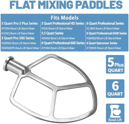 Stainless Flat Beater for KitchenAid 5 Plus - 6QT Bowl Lift Mixer - Image 4