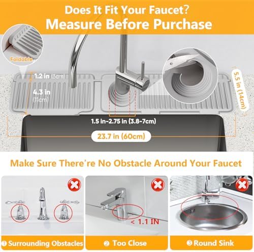24'' Folding Faucet Mat for Kitchen Sink Splash Guard Kitchen Sink Faucet Mat - Image 2