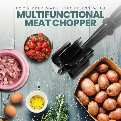 Meat Chopper and Masher for Ground Beef – 5-Curve Pinwheel Blades, - Image 4