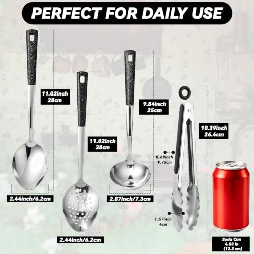 7 Pcs Stainless Steel Serving Spoon and Kitchen Cooking Utensils Set - Image 4