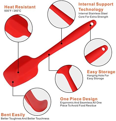 Silicone Spatulas Set, Rubber Spoon Spatula Heat Resistant Spoonula One Piece - Image 4