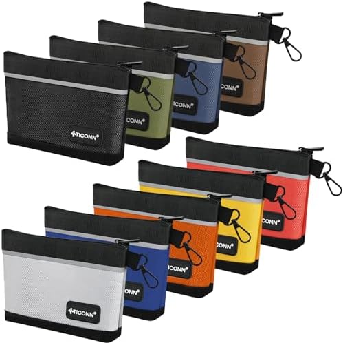 TICONN 9PK Tool Pouches with Zipper, Waterproof 1680D Oxford Small Tool Bag by TICONN