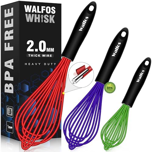 Walfos Whisk, 7+9+11in Silicone whisk, BPA free Whisks by Walfos