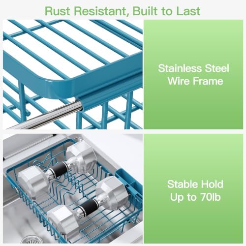 JASIWAY Blue Dish Drying Rack Over the Sink - Image 5