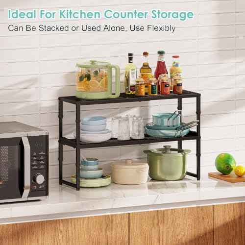 2 Pack Expandable Kitchen Cabinet Shelf Organizer, 15.5"-25.5" Long Adjustable - Image 4