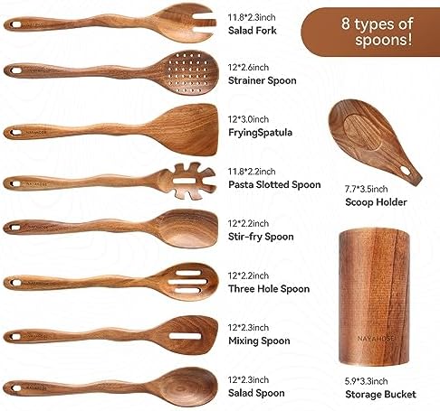 Kitchen 10PCS Teak Wooden Utensils Set - Image 3