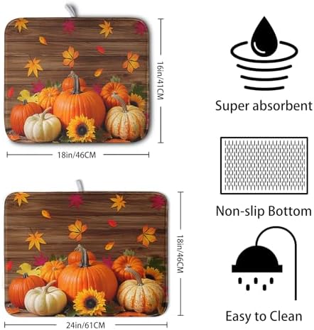 AutumnThanksgiving Pumpkin Dish Drying Mat - Image 2
