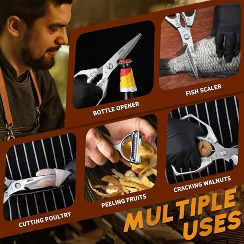 Huusk Kitchen Scissors and Vegetable Peeler Set, Japanese Stainless Steel - Image 5