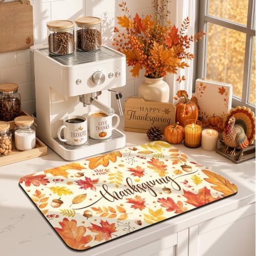 Findosom Thanksgiving Dish Drying Mat 12" x 20" Super Absorbent Coffee Mat - Image 4
