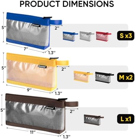 TICONN 6PK Tool Pouches with Zipper, Waterproof 1680D Oxford Small Tool Bag - Image 4