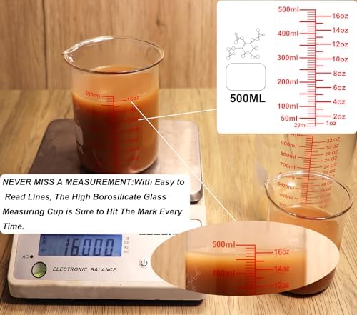 High Borosilicate Glass Measuring Cup-V-Shaped Spout, 500ml Glass Measuring - Image 3