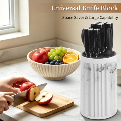 Universal Knife Block Without Knives, Sandstone Look, Round Knife Holder - Image 5