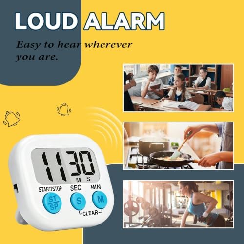 12 Pack Digital Kitchen Timers for Cooking, Loud Alarm Large LCD Display - Image 5
