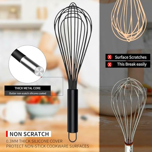 TEEVEA Silicone Whisk Set, Stainless Steel Handle, Heat Resistant Nonstick - Image 4