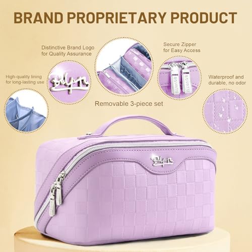 BOYATU Travel Makeup Bag Organizer: 180°Open-Flat 3 Pcs Make up Bags Set - Image 3
