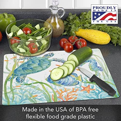 Cut N' Funnel Sea Turtle Designer Flexible Cutting Board Mat 15" x 11.5" - Image 2