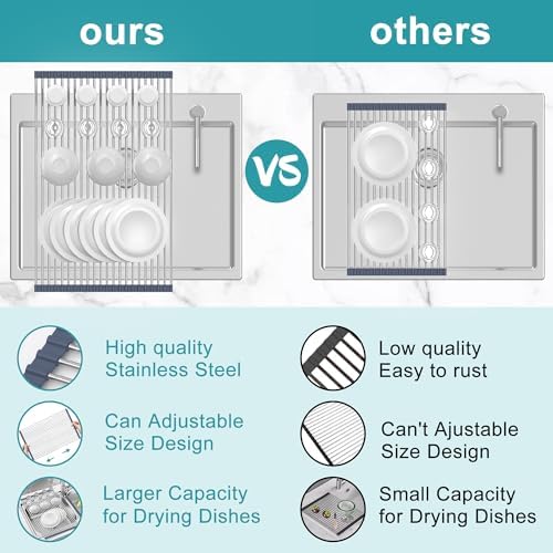 BBXTYLY Extra Large Expandable Roll Up Dish Drying Rack, Over The Sink Drying - Image 6