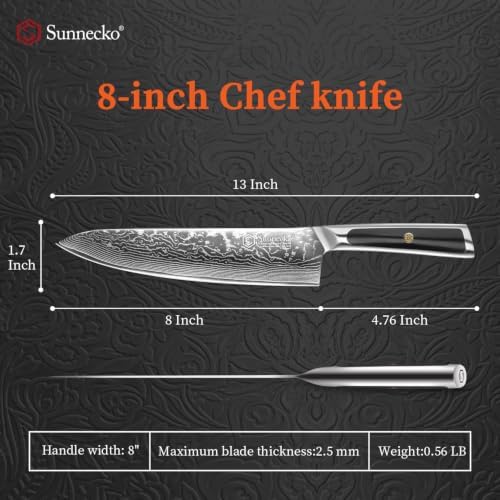 Sunnecko 8 Inch Japanese Damascus Chef Knife - Image 5
