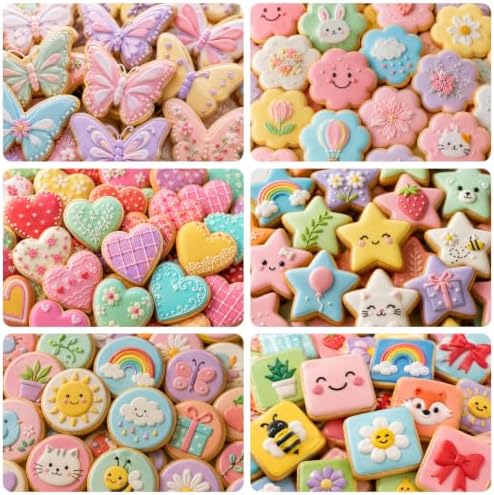 6-Pack Cookie Cutters, Flower Star Heart Circle Square Butterfly - Image 6