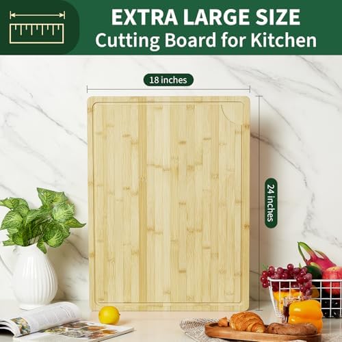 24"X18" Bamboo Cutting Boards for Kitchen, Extra Large Wood Cutting Board - Image 7