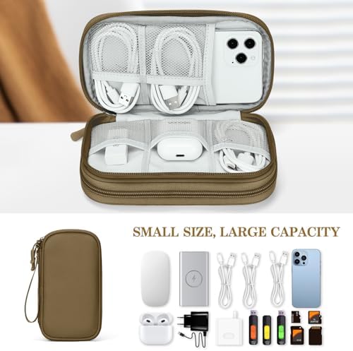 FYY Electronic Organizer, Travel Tech Pouch Bag, Cable Organizer Brown - Image 6