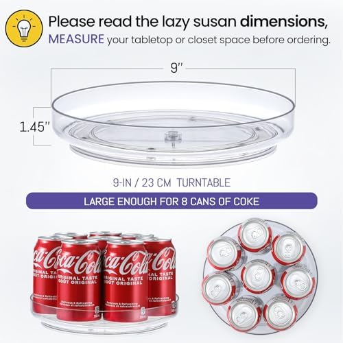 4 Pack 9 Inch Clear Acrylic Lazy Susan 360° Turntable Organizer Spice Rack - Image 2