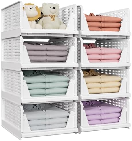 8 Pack Closet Organizers and Storage, Stackable & Foldable Closet Bins by SNSLXH