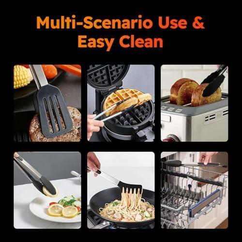 HST Non Stick Cooking Tongs Silicone Tips, 3 Pack 12 Inch Black BBQ Baking - Image 4