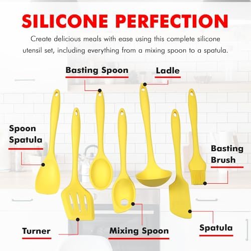 Chef Craft Premium Silicone Kitchen Tool and Utensil Set, 7 Piece - Image 4